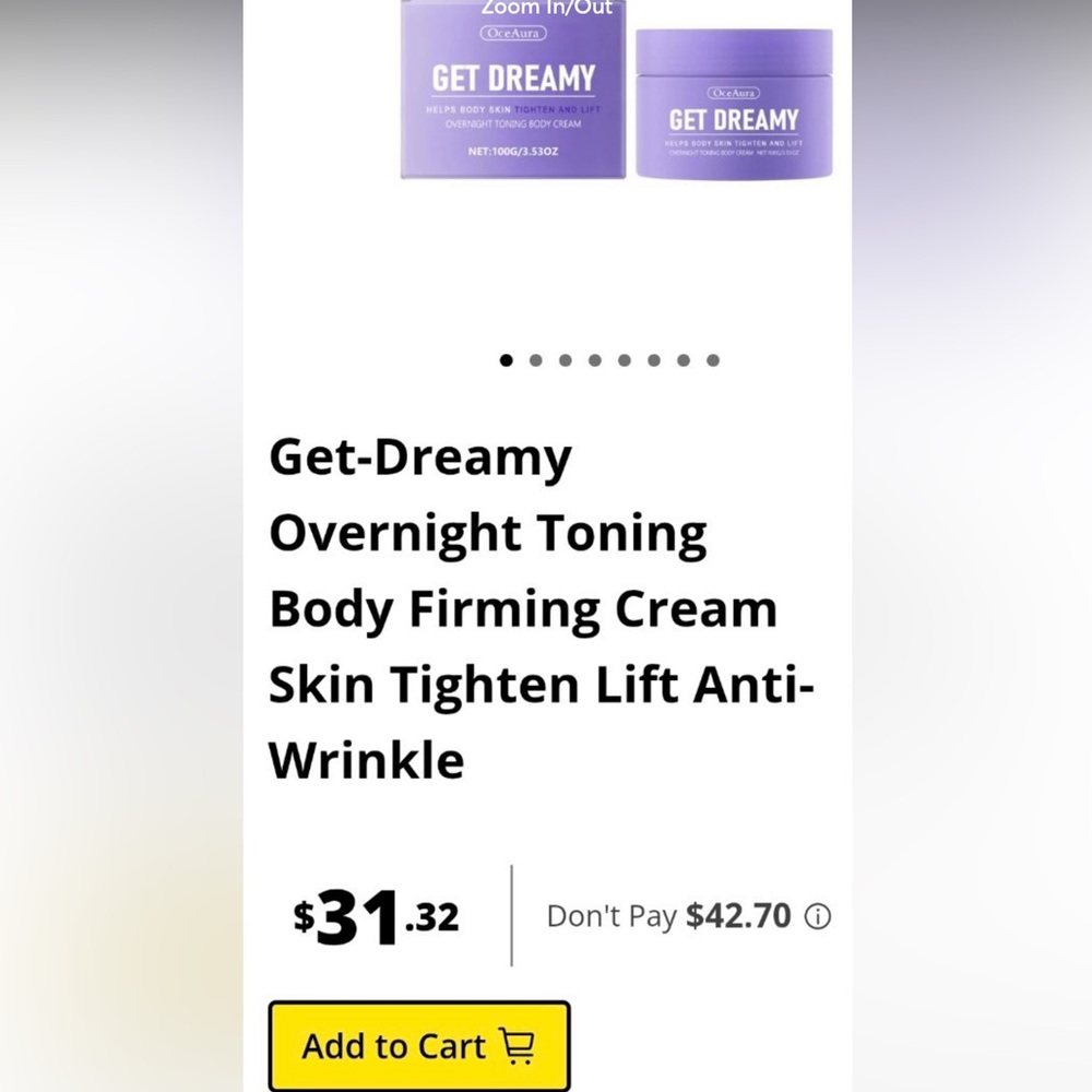 OceAura Get Dreamy Overnight Toning Body Cream - Retails for $31.32 Online - Picture 3 of 3